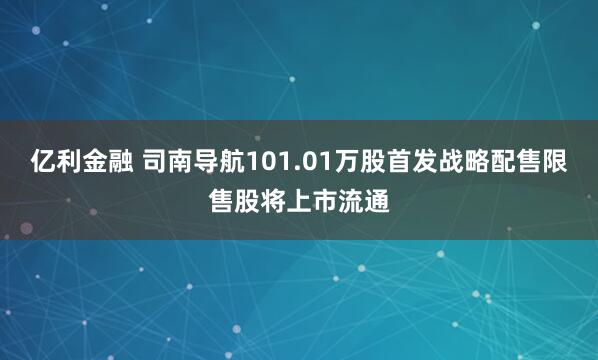 亿利金融 司南导航101.01万股首发战略配售限售股将上市流通